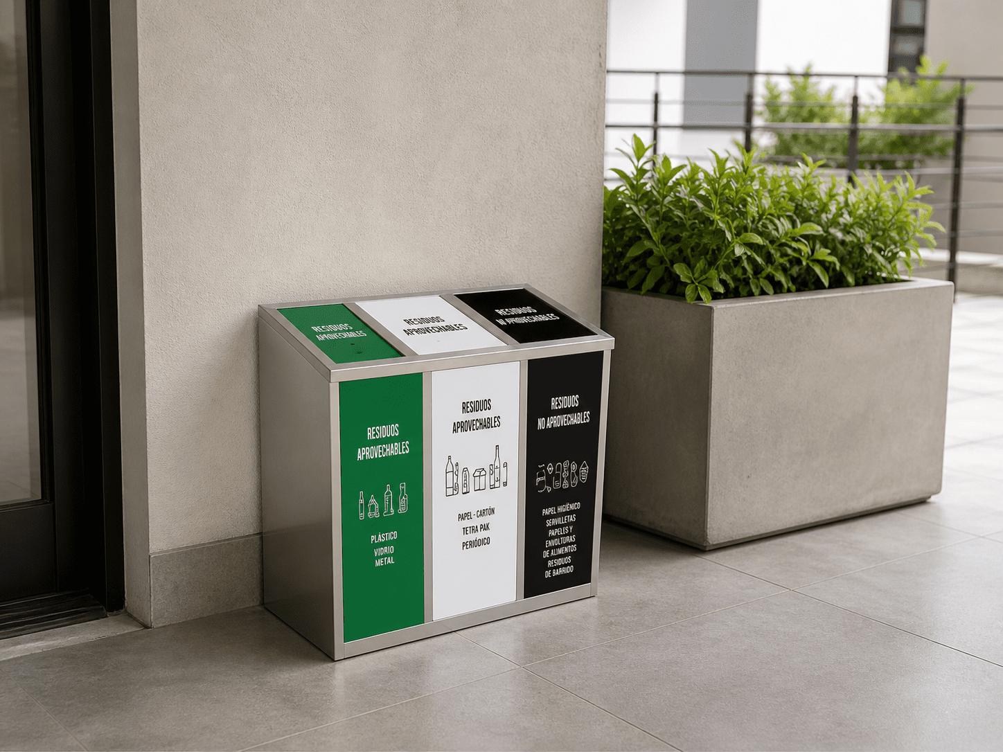 Módulo compacto de reciclaje para shut de residuos y áreas residenciales