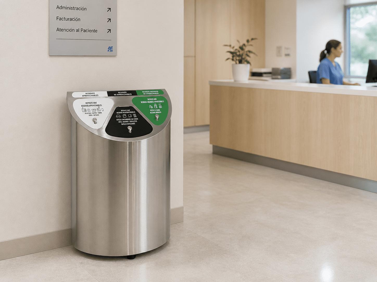 Módulo compacto de reciclaje para pasillos y zonas comunes en salud