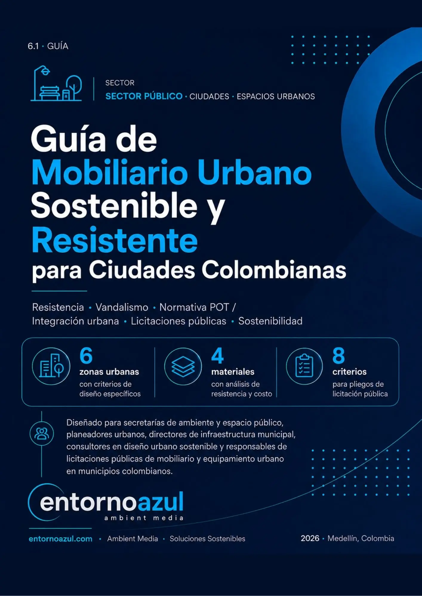 Portada de la Guía de Mobiliario Urbano Sostenible y Resistente para Ciudades Colombianas