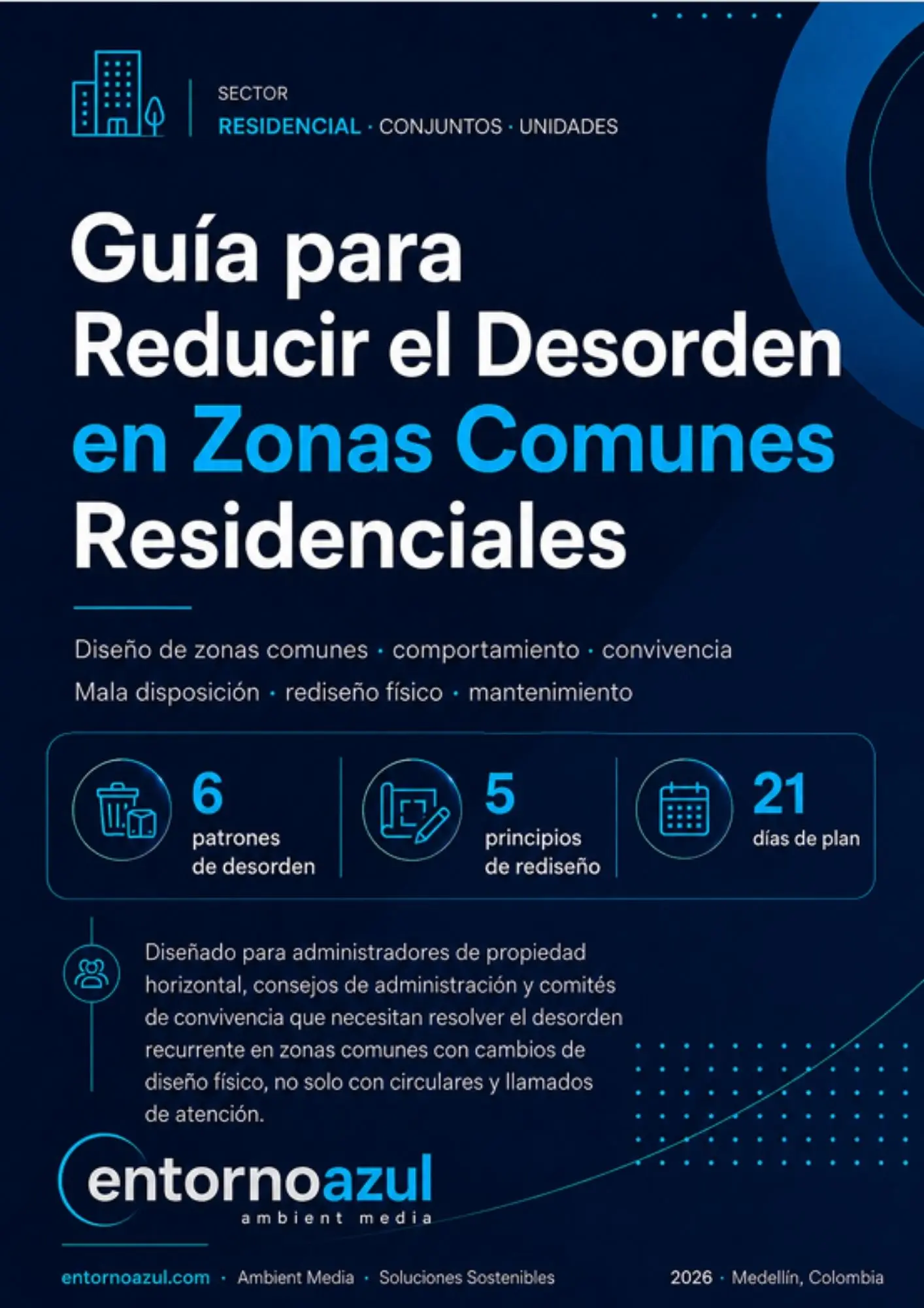 Portada de la Guía para Reducir el Desorden en Zonas Comunes Residenciales