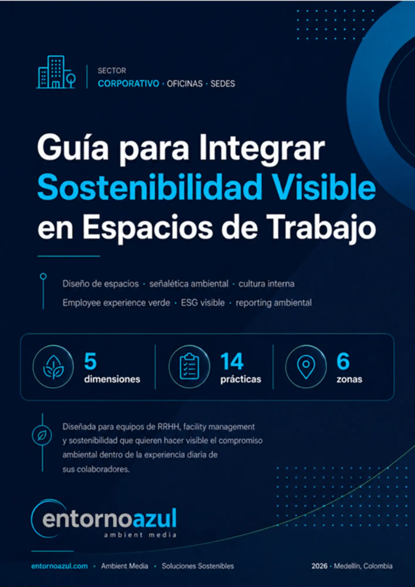 Portada de la Guía para Integrar Sostenibilidad Visible en Espacios de Trabajo